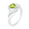 Thumbnail Image 2 of Heart-Shaped Peridot and Diamond Accent Ribbon Ring in Sterling Silver