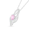 Heart-Shaped Pink Lab-Created Sapphire and Diamond Accent Flame Pendant in Sterling Silver