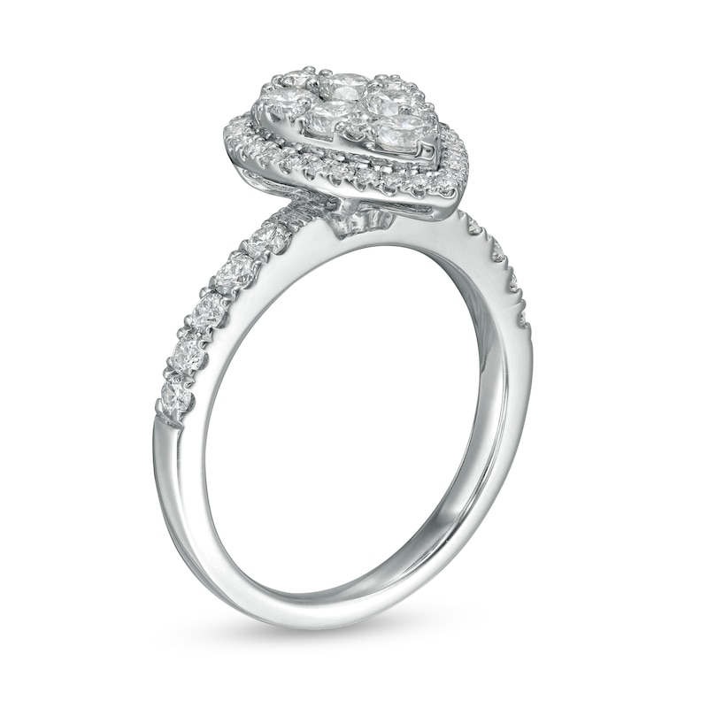 Main Image 3 of 1.25 CT. T.W. Composite Diamond Pear-Shaped Frame Engagement Ring in 10K White Gold
