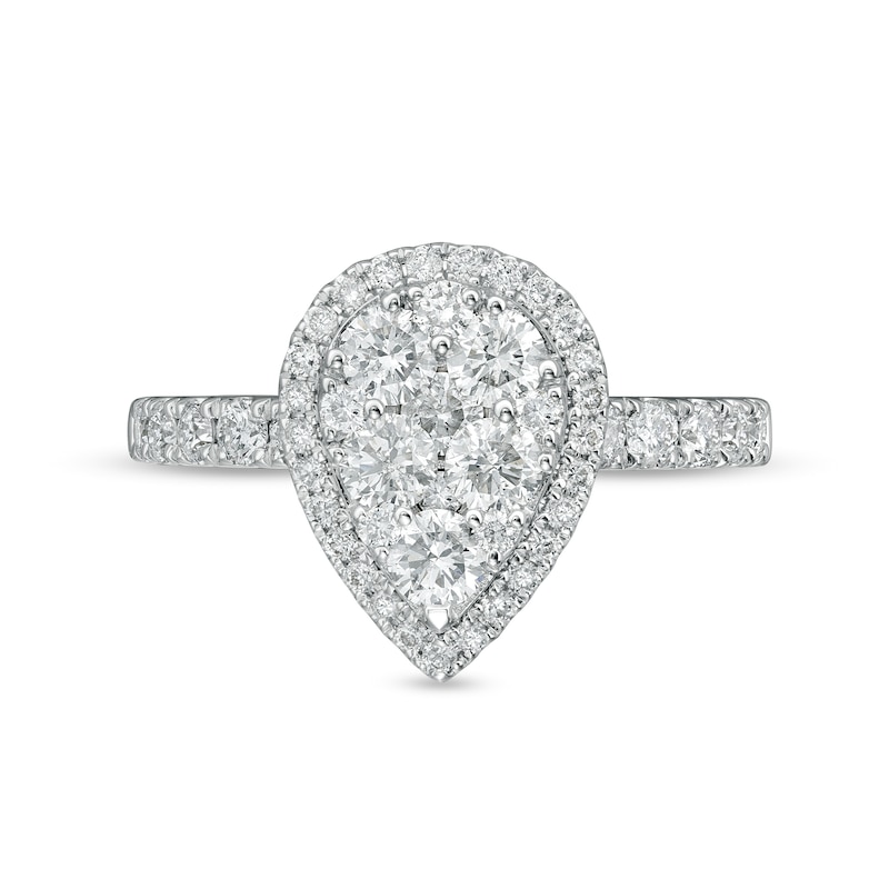 Main Image 4 of 1.25 CT. T.W. Composite Diamond Pear-Shaped Frame Engagement Ring in 10K White Gold