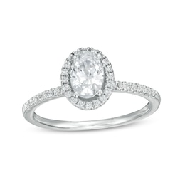 0.88 CT. T.W. Oval Diamond Frame Engagement Ring in 14K White Gold