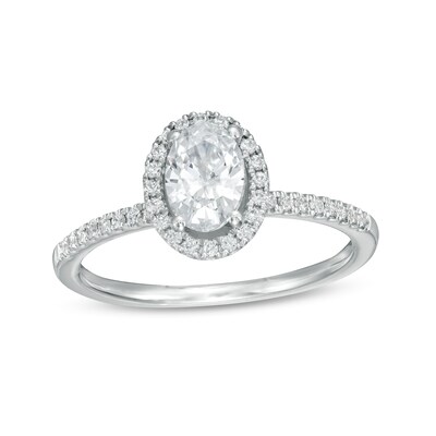 0.88 CT. T.W. Oval Diamond Frame Engagement Ring in 14K White Gold