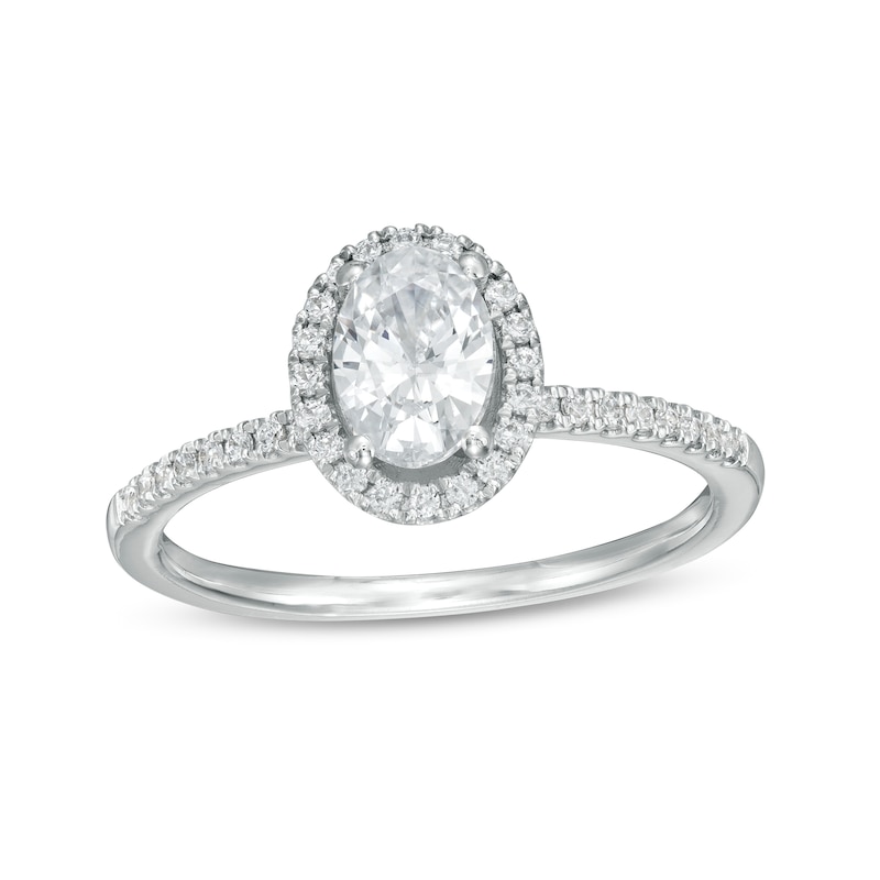 0.88 CT. T.W. Oval Diamond Frame Engagement Ring in 14K White Gold|Peoples Jewellers