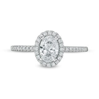 0.88 CT. T.W. Oval Diamond Frame Engagement Ring in 14K White Gold