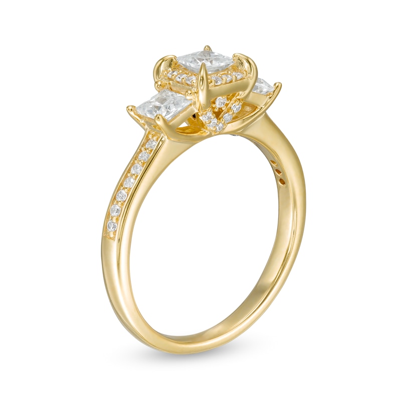 Main Image 3 of 0.95 CT. T.W. Princess-Cut Diamond Frame Past Present Future® Engagement Ring in 14K Gold