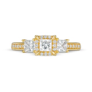 0.95 CT. T.W. Princess-Cut Diamond Frame Past Present Future® Engagement Ring in 14K Gold
