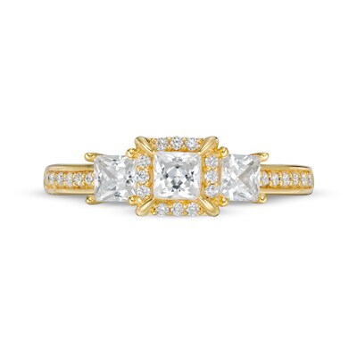 0.95 CT. T.W. Princess-Cut Diamond Frame Past Present Future® Engagement Ring in 14K Gold