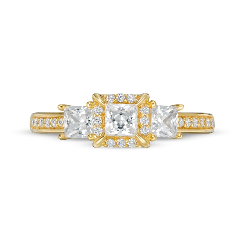 Main Image 4 of 0.95 CT. T.W. Princess-Cut Diamond Frame Past Present Future® Engagement Ring in 14K Gold