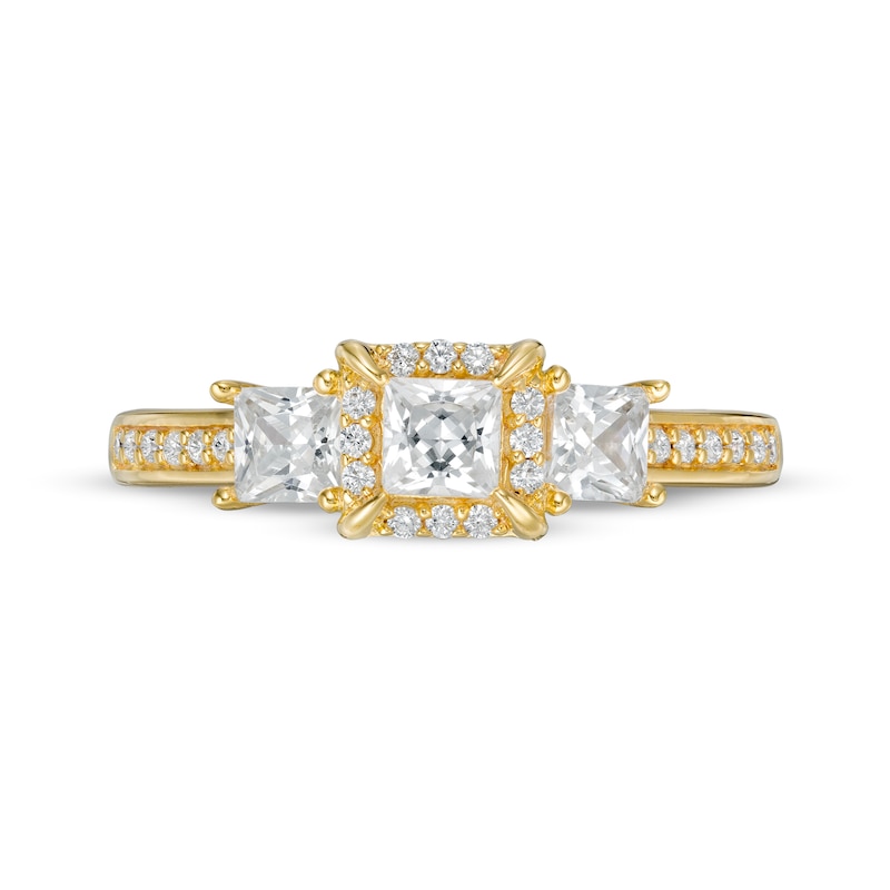 0.95 CT. T.W. Princess-Cut Diamond Frame Past Present Future® Engagement Ring in 14K Gold