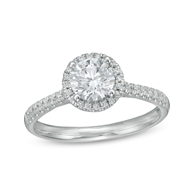 Main Image 1 of 1.25 CT. T.W. Certified Canadian Diamond Frame Engagement Ring in 14K White Gold (I/I1)
