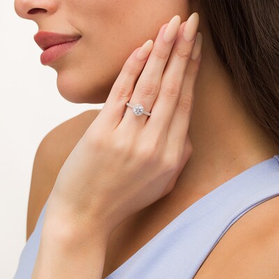 1.25 CT. T.W. Certified Canadian Diamond Frame Engagement Ring in 14K White Gold (I/I1)