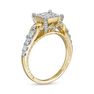 1.50 CT. T.W. Quad Princess-Cut Diamond "X" Shank Engagement Ring in 10K Gold