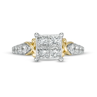 1.50 CT. T.W. Quad Princess-Cut Diamond "X" Shank Engagement Ring in 10K Gold