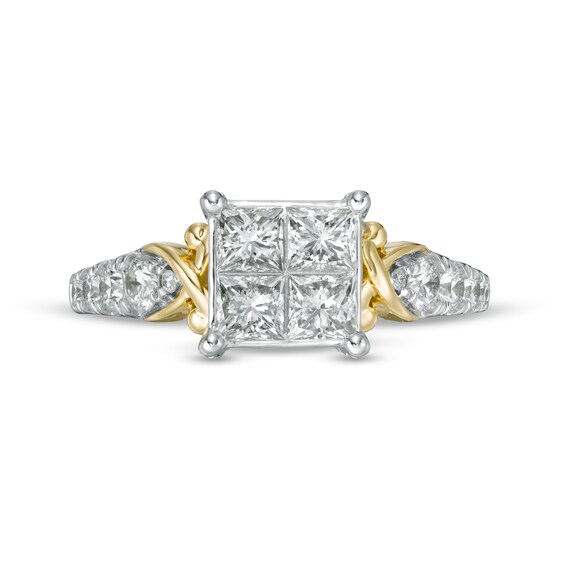 1.50 CT. T.W. Quad Princess-Cut Diamond "X" Shank Engagement Ring in 10K Gold