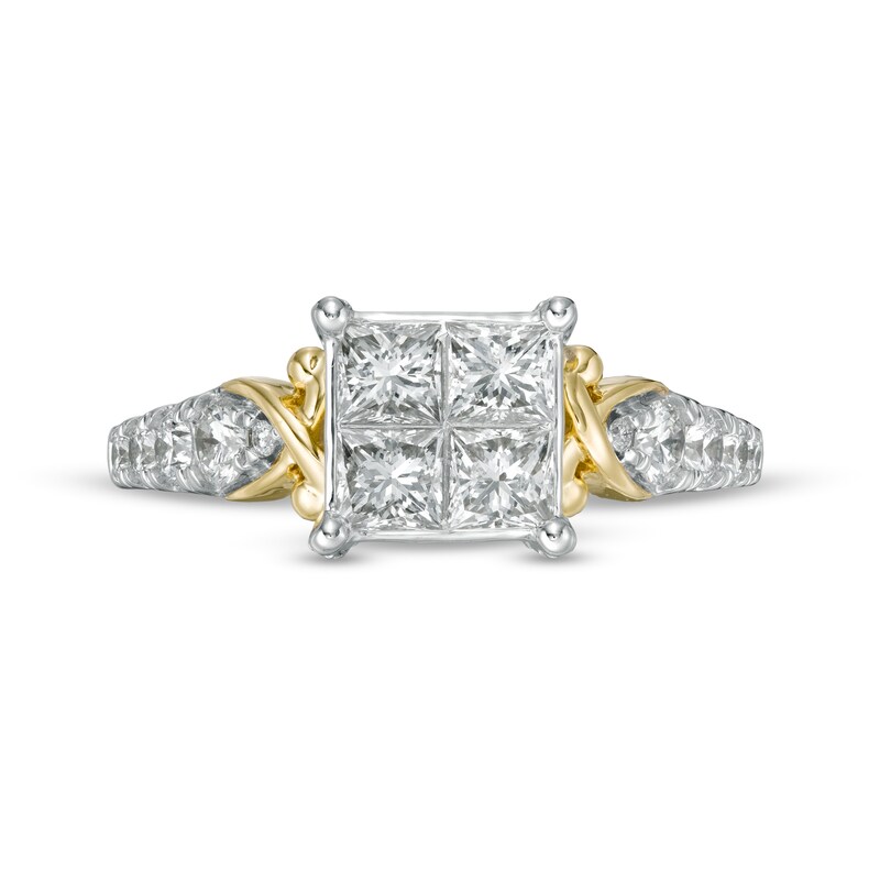 1.50 CT. T.W. Quad Princess-Cut Diamond "X" Shank Engagement Ring in 10K Gold