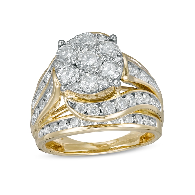 3.00 CT. T.W. Composite Diamond Multi-Row Bypass Engagement Ring in 10K Gold