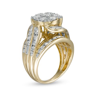 3.00 CT. T.W. Composite Diamond Multi-Row Bypass Engagement Ring in 10K Gold