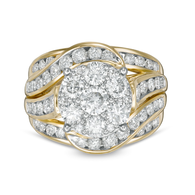 Main Image 4 of 3.00 CT. T.W. Composite Diamond Multi-Row Bypass Engagement Ring in 10K Gold