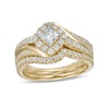 Thumbnail Image 1 of 1.00 CT. T.W. Princess-Cut Diamond Tilted Frame Bridal Set in 10K Gold