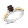 Thumbnail Image 1 of Enchanted Disney Pocahontas Oval Smoky Quartz and 0.29 CT. T.W. Diamond Frame Engagement Ring in 14K Two-Tone Gold