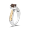 Thumbnail Image 2 of Enchanted Disney Pocahontas Oval Smoky Quartz and 0.29 CT. T.W. Diamond Frame Engagement Ring in 14K Two-Tone Gold