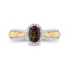 Thumbnail Image 4 of Enchanted Disney Pocahontas Oval Smoky Quartz and 0.29 CT. T.W. Diamond Frame Engagement Ring in 14K Two-Tone Gold