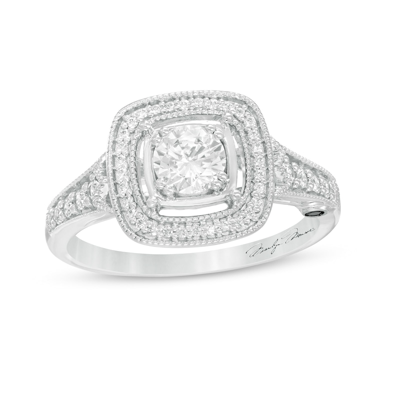 Main Image 1 of Marilyn Monroe™ Collection 0.70 CT. T.W. Diamond Cushion Frame Engagement Ring in 14K White Gold