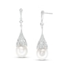 Thumbnail Image 1 of IMPERIAL® Oval Freshwater Cultured Pearl and Lab-Created White Sapphire Vintage-Style Drop Earrings in Sterling Silver