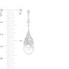 Thumbnail Image 2 of IMPERIAL® Oval Cultured Freshwater Pearl and Lab-Created White Sapphire Vintage-Style Drop Earrings in Sterling Silver