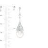 Thumbnail Image 3 of IMPERIAL® Oval Freshwater Cultured Pearl and Lab-Created White Sapphire Vintage-Style Drop Earrings in Sterling Silver