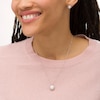 Thumbnail Image 2 of IMPERIAL® Button Freshwater Cultured Pearl and White Lab-Created Sapphire Pendant and Earrings Set in Sterling Silver