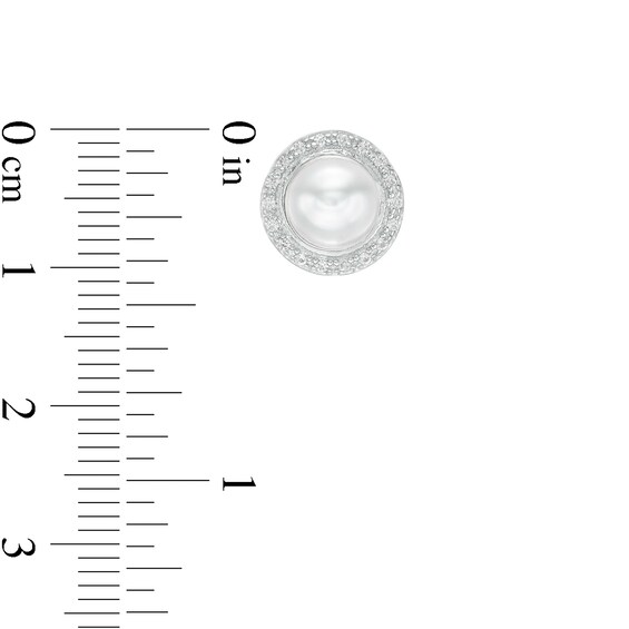 IMPERIAL® Button Freshwater Cultured Pearl and White Lab-Created Sapphire Pendant and Earrings Set in Sterling Silver