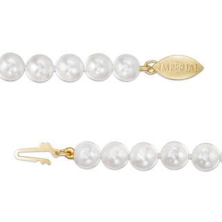 IMPERIAL® 7.0-8.0mm Freshwater Cultured Pearl Strand Bracelet with 14K Gold Fish-Hook Clasp-7.5"