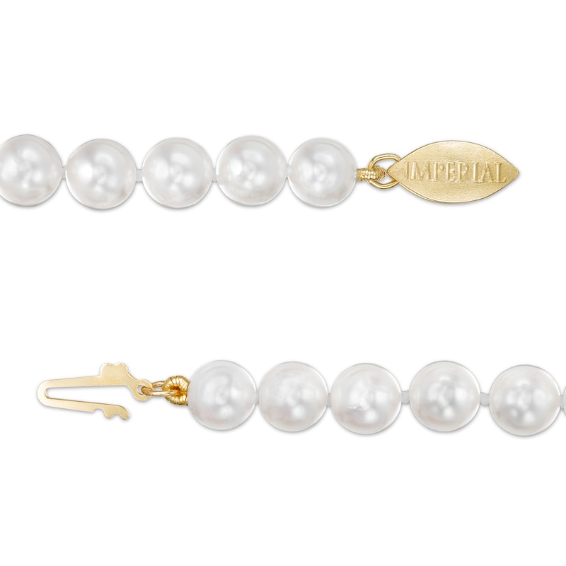 IMPERIAL® 7.0-8.0mm Cultured Freshwater Pearl Strand Bracelet with 14K Gold Fish-Hook Clasp - 7.5"