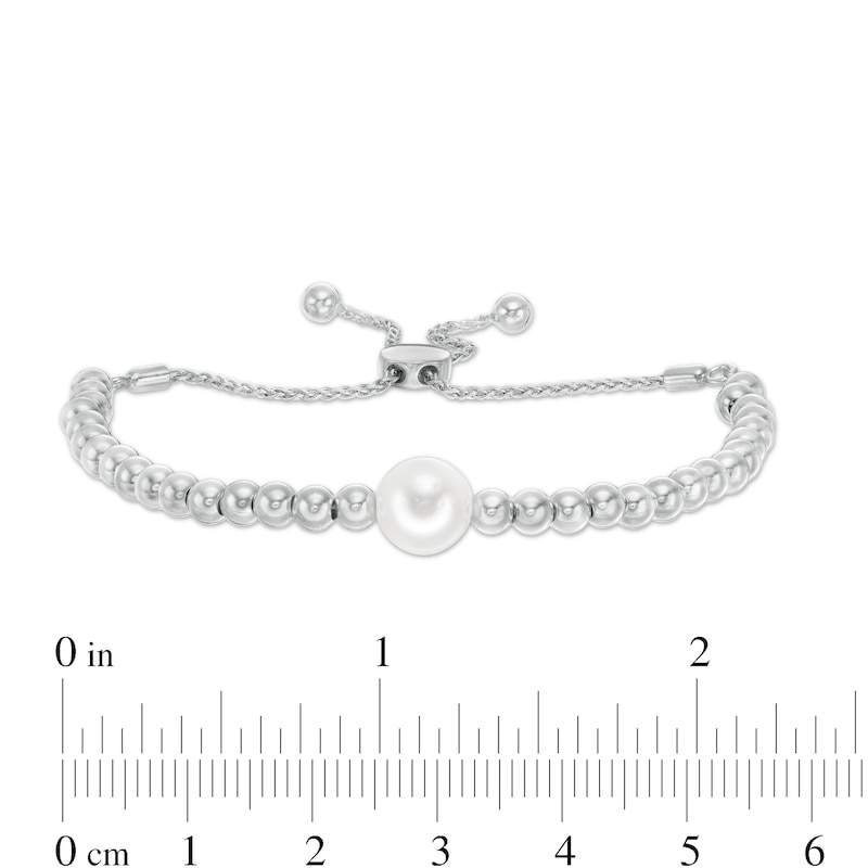 IMPERIAL® 8.0-9.0mm Cultured Freshwater Pearl and Ball Bolo Bracelet in Sterling Silver - 11"