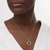 Thumbnail Image 2 of 0.10 CT. T.W. Diamond "MOM" Sunburst Circle Pendant in Sterling Silver and 10K Rose Gold