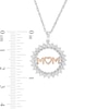 Thumbnail Image 3 of 0.10 CT. T.W. Diamond "MOM" Sunburst Circle Pendant in Sterling Silver and 10K Rose Gold