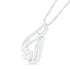 Thumbnail Image 1 of 6.0mm White Lab-Created Sapphire and 0.066 CT. T.W. Diamond Beaded Open Flame Pendant in Sterling Silver