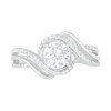Thumbnail Image 2 of 6.0mm White Lab-Created Sapphire and 0.065 CT. T.W. Diamond Beaded Triple Row Bypass Twist Shank Ring in Sterling Silver