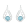 Thumbnail Image 1 of 5.0mm Aquamarine and 0.065 CT. T.W. Diamond Beaded Open Flame Stud Earrings in Sterling Silver