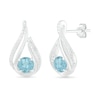 Thumbnail Image 2 of 5.0mm Aquamarine and 0.065 CT. T.W. Diamond Beaded Open Flame Stud Earrings in Sterling Silver