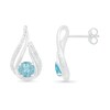 Thumbnail Image 3 of 5.0mm Aquamarine and 0.065 CT. T.W. Diamond Beaded Open Flame Stud Earrings in Sterling Silver