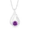 Thumbnail Image 1 of 6.0mm Amethyst and 0.066 CT. T.W. Diamond Beaded Open Flame Pendant in Sterling Silver