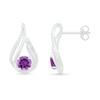 Thumbnail Image 2 of 5.0mm Amethyst and 0.065 CT. T.W. Diamond Beaded Open Flame Stud Earrings in Sterling Silver