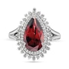 Thumbnail Image 2 of Pear-Shaped Garnet and White Lab-Created Sapphire Double Shadow Frame Split Shank Ring in Sterling Silver