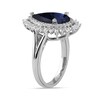 Thumbnail Image 1 of Pear-Shaped Blue and White Lab-Created Sapphire Double Shadow Frame Split Shank Ring in Sterling Silver