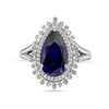 Thumbnail Image 2 of Pear-Shaped Blue and White Lab-Created Sapphire Double Shadow Frame Split Shank Ring in Sterling Silver