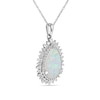 Thumbnail Image 2 of Pear-Shaped Lab-Created Opal and White Lab-Created Sapphire Double Shadow Frame Drop Pendant in Sterling Silver
