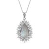Thumbnail Image 3 of Pear-Shaped Lab-Created Opal and White Lab-Created Sapphire Double Shadow Frame Drop Pendant in Sterling Silver