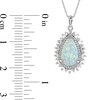 Thumbnail Image 4 of Pear-Shaped Lab-Created Opal and White Lab-Created Sapphire Double Shadow Frame Drop Pendant in Sterling Silver